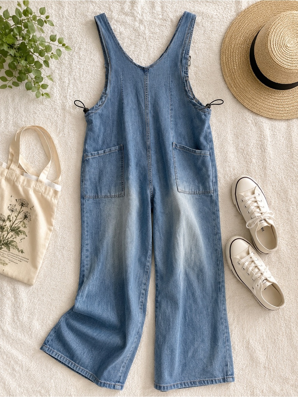 Women’s‎ Denim Wide Leg Overalls Jumpsuit XS